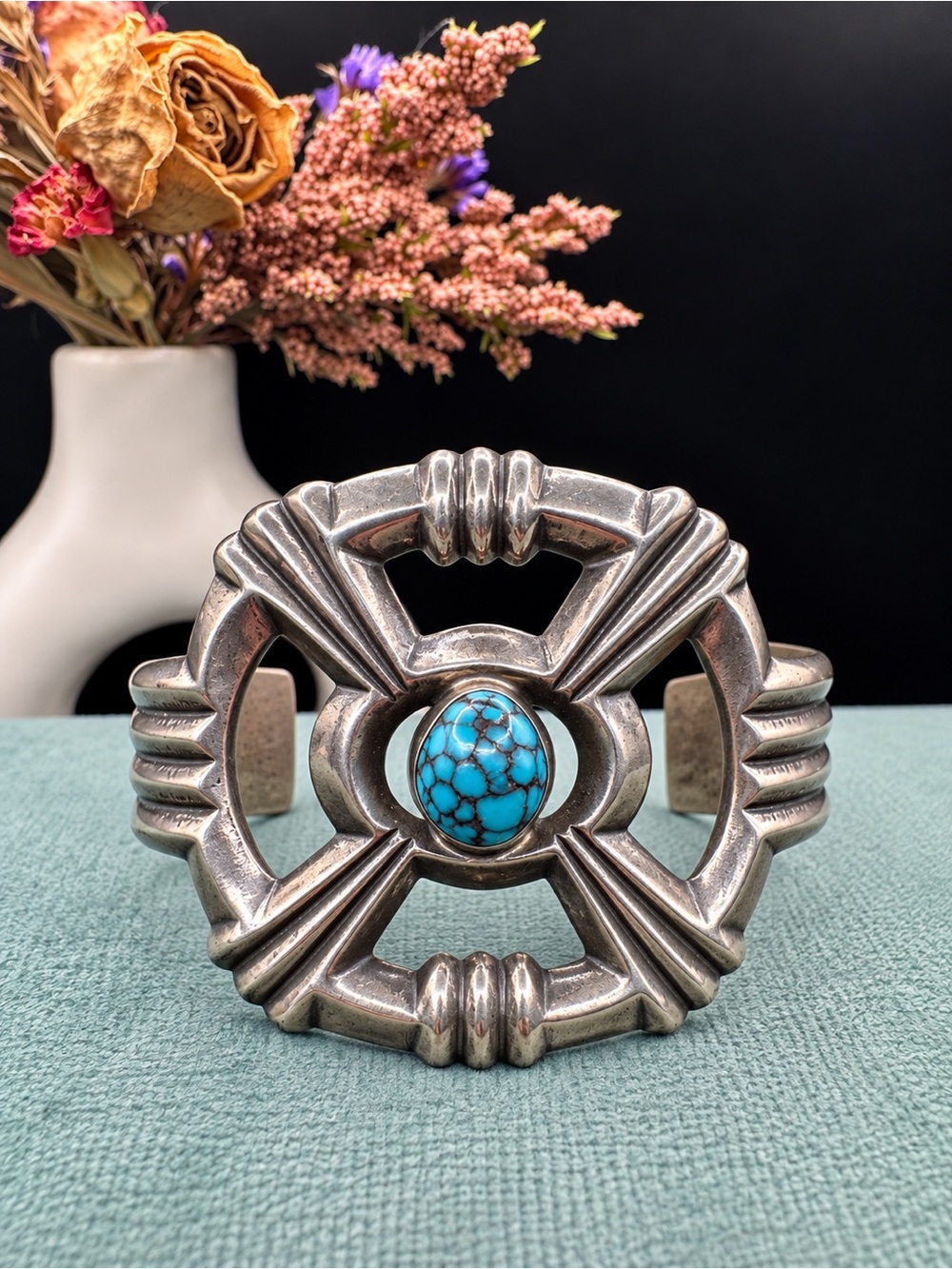 Bold Western Cuff Bracelet – Turquoise Colored Stone
